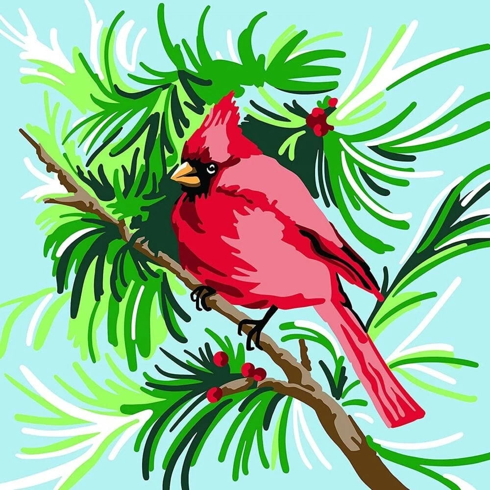 Plaid Let's Paint Winter Cardinal Bird Modern Paint By Numbers